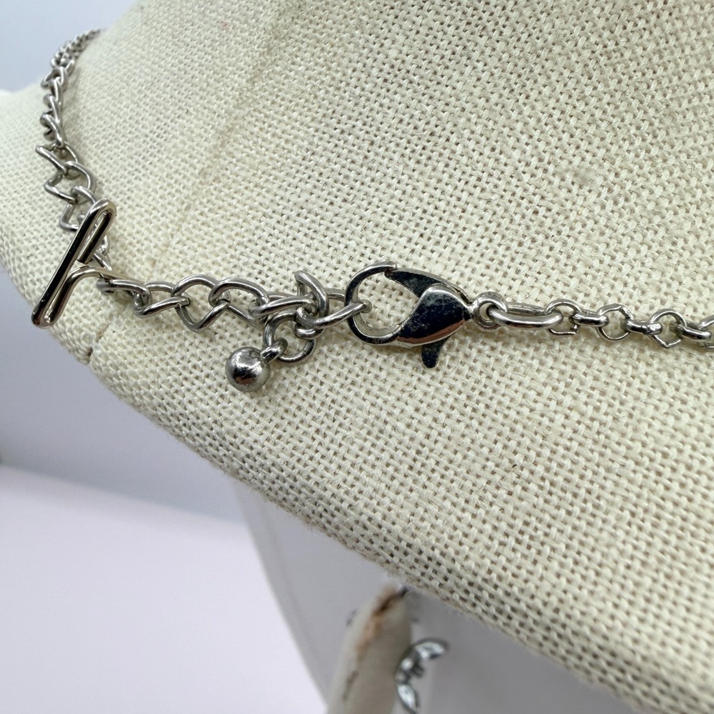 Vintage 90s Silver Tone Turquoise Beaded Teardrop Pendant Necklace Boho Jewelry - Picture 9 of 11